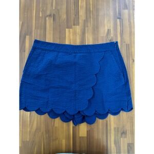 Vineyard Vines Seersucker Skort Womens 12 Navy Blue Scalloped Hem Wrap